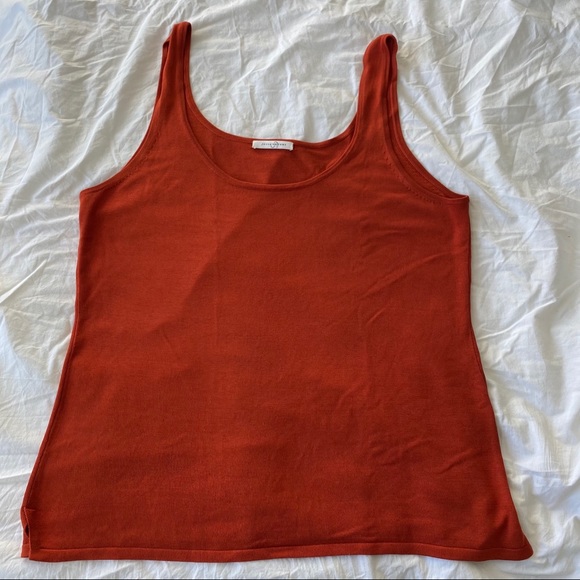 Josie Natori Orange Silk Scoop Neck Tank Top - Picture 1 of 7